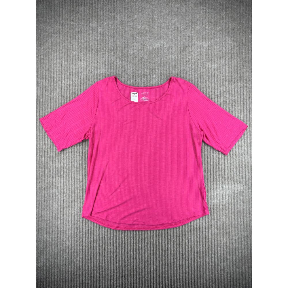 Apt 9 Pink Ribbed Short Sleeve Knit Top Size XL NWT Factory Defect Mismarked - Picture 2 of 6